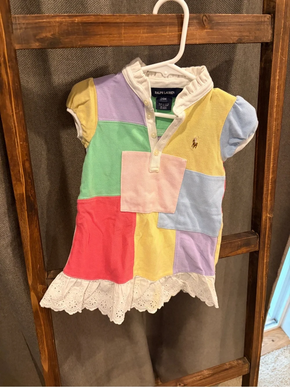Ralph Lauren Girls' Pastel Patchwork Polo Dress - Multi